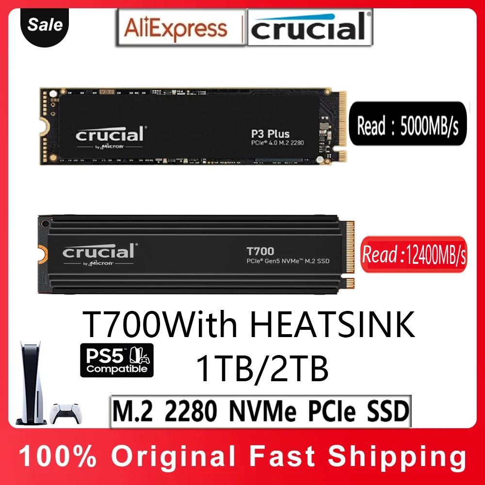 AUSU Ʈ ũž Crucial T700 M2 SSD, PCIe 5.0 NVMe M.2 SSD, ִ 12400 Mbs P3 PLUS ָ Ʈ ̺, 500GB 4TB